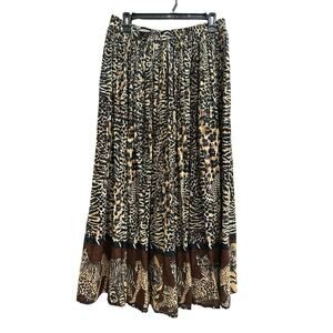 Vintage 90s Animal Print Maxi Skirt Boho - 100% Cotton